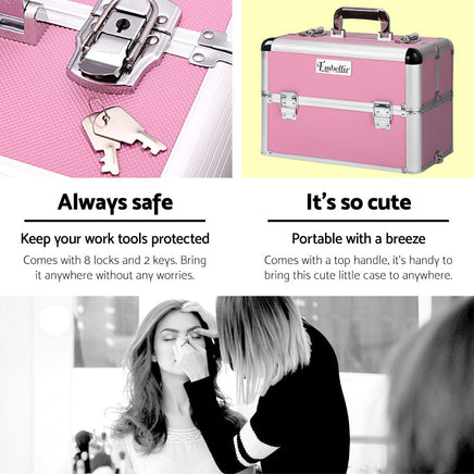 Embellir Makeup Case Beauty Cosmetic Organiser Travel Portable Box Troley Vanity KingsWarehouse 