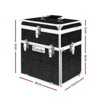 Embellir Portable Cosmetic Beauty Makeup Carry Case with Mirror - Crocodile Black Kings Warehouse 