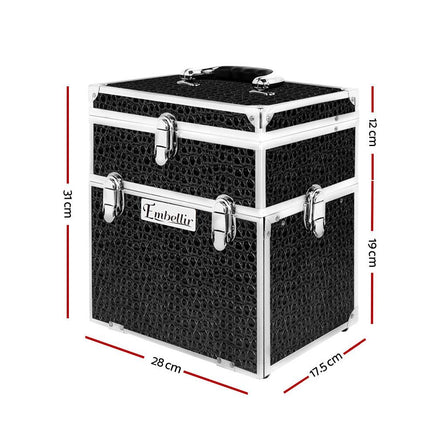Embellir Portable Cosmetic Beauty Makeup Carry Case with Mirror - Crocodile Black Kings Warehouse 