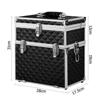 Embellir Portable Cosmetic Beauty Makeup Carry Case with Mirror - Diamond Black Kings Warehouse 