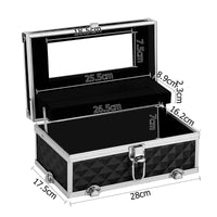 Embellir Portable Cosmetic Beauty Makeup Carry Case with Mirror - Diamond Black Kings Warehouse 