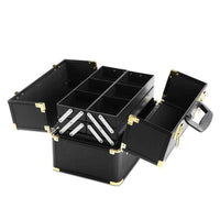 Embellir Portable Cosmetic Beauty Makeup Case - Black & Gold Kings Warehouse 