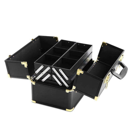 Embellir Portable Cosmetic Beauty Makeup Case - Black & Gold Kings Warehouse 