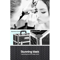 Embellir Portable Cosmetic Beauty Makeup Case - Diamond Black Kings Warehouse 
