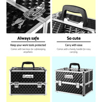 Embellir Portable Cosmetic Beauty Makeup Case - Diamond Black Kings Warehouse 