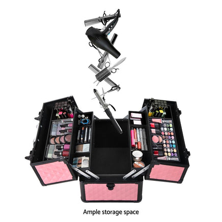 Embellir Portable Cosmetic Beauty Makeup Case - Diamond Pink Cosmetic Storage Kings Warehouse 