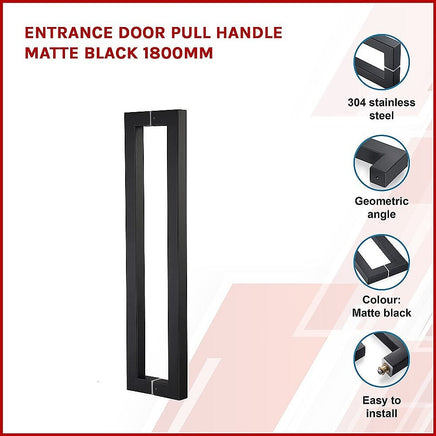 Entrance Door Pull Handle Matte Black 1800mm Kings Warehouse 
