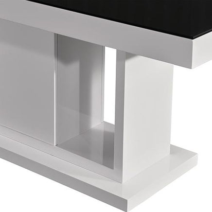 Espresso Dining Table Black Glass & White Painting New Arrivals Kings Warehouse 