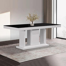 Espresso Dining Table Black Glass & White Painting New Arrivals Kings Warehouse 