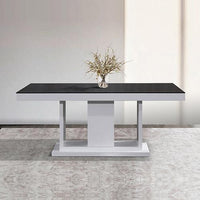 Espresso Dining Table Black Glass & White Painting New Arrivals Kings Warehouse 