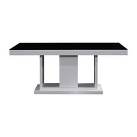 Espresso Dining Table Black Glass & White Painting New Arrivals Kings Warehouse 