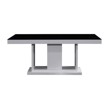 Espresso Dining Table Black Glass & White Painting New Arrivals Kings Warehouse 