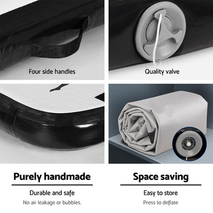 Everfit 3M Air Track Gymnastics Tumbling Mat Exercise Cheerleading Unique Black Kings Warehouse 