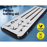 Everfit 3M Air Track Gymnastics Tumbling Mat Exercise Cheerleading Unique Black Kings Warehouse 