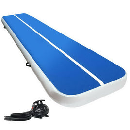 Everfit 4X1M Inflatable Air Track Mat 20CM Thick with Pump Tumbling Gymnastics Blue Fitness Accessories Kings Warehouse