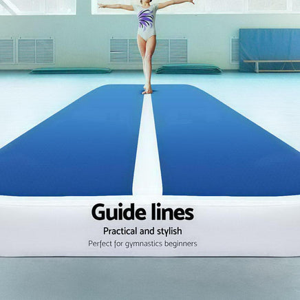 Everfit 4X1M Inflatable Air Track Mat 20CM Thick with Pump Tumbling Gymnastics Blue Fitness Accessories Kings Warehouse 
