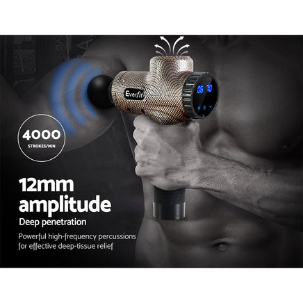 Everfit Massage Gun 6 Heads Massager Electric LCD Vibration Relief Percussion Massage Kings Warehouse 