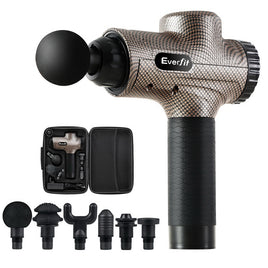 Everfit Massage Gun 6 Heads Massager Electric LCD Vibration Relief Percussion Massage Kings Warehouse 