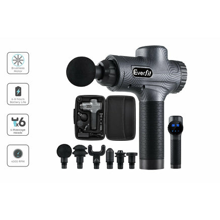 Everfit Massage Gun 6 Heads Vibration Massager Muscle Percussion Tissue Therapy Massage Kings Warehouse 