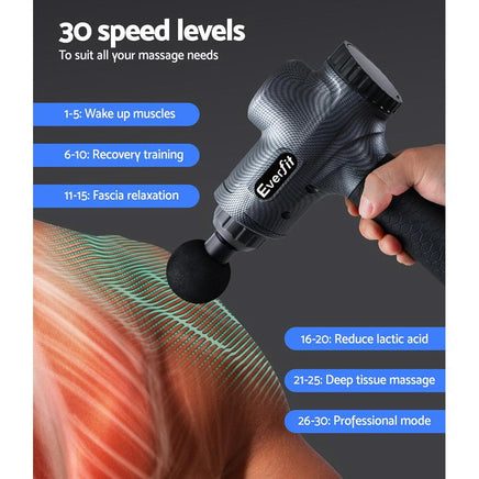 Everfit Massage Gun 6 Heads Vibration Massager Muscle Percussion Tissue Therapy Massage Kings Warehouse 