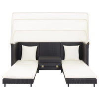 Extendable 3-Seater Sofa Bed with Roof Poly Rattan Black Kings Warehouse 