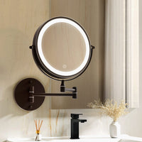 Extendable Makeup Mirror 10X Magnifying Double-Sided Bathroom Mirror BR KingsWarehouse 