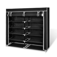 Fabric Shoe Cabinet with Cover 115 x 28 x 110 cm Black Kings Warehouse 