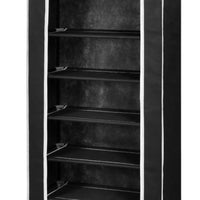 Fabric Shoe Cabinet with Cover 162 x 57 x 29 cm Black Kings Warehouse 