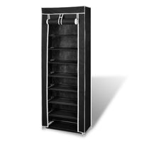 Fabric Shoe Cabinet with Cover 162 x 57 x 29 cm Black Kings Warehouse 