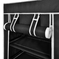Fabric Shoe Cabinet with Cover 58 x 28 x 106 cm Black Kings Warehouse 