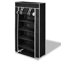 Fabric Shoe Cabinet with Cover 58 x 28 x 106 cm Black Kings Warehouse 