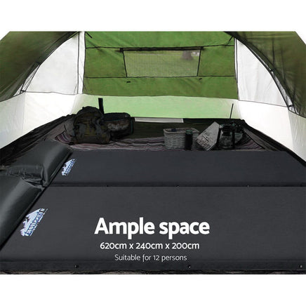 Family Camping Tent 12 Person Hiking Beach Tents (3 Rooms) Green Camping Supplies Kings Warehouse 
