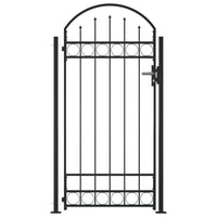 Fence Gate with Arched Top and 2 Posts 105x204 cm Black Garden Kings Warehouse 