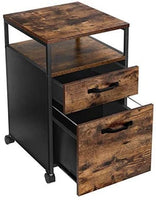 File Cabinet with 2 Drawers, Wheels and Open Compartment Rustic Brown and Black Kings Warehouse 