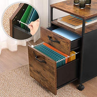 File Cabinet with 2 Drawers, Wheels and Open Compartment Rustic Brown and Black Kings Warehouse 