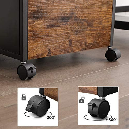 File Cabinet with 2 Drawers, Wheels and Open Compartment Rustic Brown and Black Kings Warehouse 