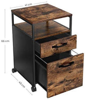 File Cabinet with 2 Drawers, Wheels and Open Compartment Rustic Brown and Black Kings Warehouse 