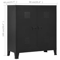 Filing Cabinet Industrial Black 90x40x100 cm Steel Kings Warehouse 