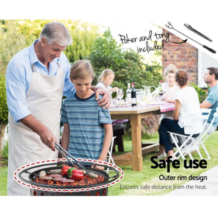 Fire Pit BBQ Charcoal Grill Ring Portable Outdoor Kitchen Fireplace 32" Grillz Kings Warehouse 