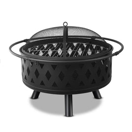Fire Pit BBQ Charcoal Grill Ring Portable Outdoor Kitchen Fireplace 32" Grillz Kings Warehouse 
