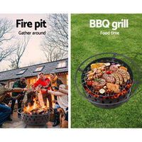 Fire Pit BBQ Charcoal Grill Ring Portable Outdoor Kitchen Fireplace 32" Grillz Kings Warehouse 