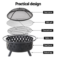Fire Pit BBQ Charcoal Grill Ring Portable Outdoor Kitchen Fireplace 32" Grillz Kings Warehouse 