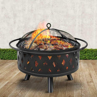 Fire Pit BBQ Charcoal Grill Ring Portable Outdoor Kitchen Fireplace 32" Grillz Kings Warehouse 