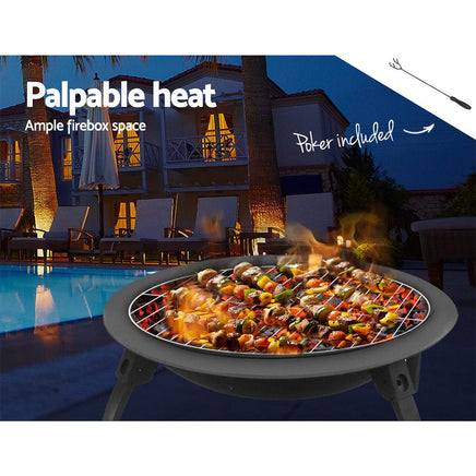 Fire Pit BBQ Charcoal Grill Smoker Portable Outdoor Camping Garden Pits 30" Firepits Kings Warehouse 