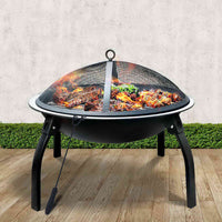 Fire Pit BBQ Charcoal Grill Smoker Portable Outdoor Camping Garden Pits 30" Firepits Kings Warehouse 