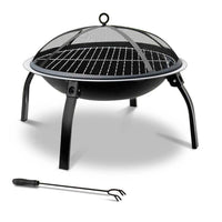 Fire Pit BBQ Charcoal Grill Smoker Portable Outdoor Camping Garden Pits 30" Firepits Kings Warehouse 