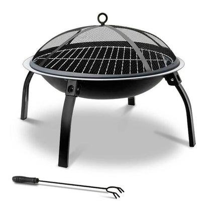 Fire Pit BBQ Charcoal Grill Smoker Portable Outdoor Camping Garden Pits 30" Firepits Kings Warehouse 
