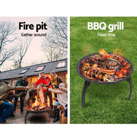 Fire Pit BBQ Charcoal Grill Smoker Portable Outdoor Camping Garden Pits 30" Firepits Kings Warehouse 