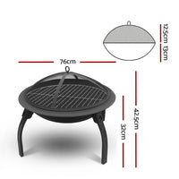 Fire Pit BBQ Charcoal Grill Smoker Portable Outdoor Camping Garden Pits 30" Firepits Kings Warehouse 