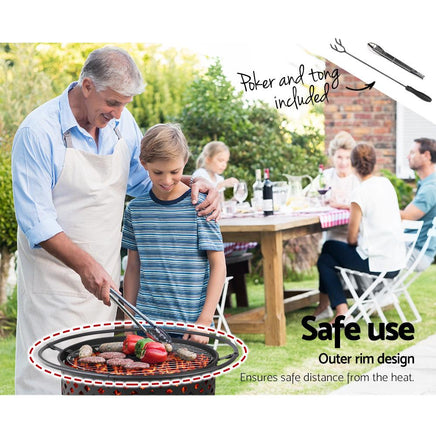 Fire Pit BBQ Grill Smoker Portable Outdoor Fireplace Patio Heater Pits 30" Grillz Kings Warehouse 